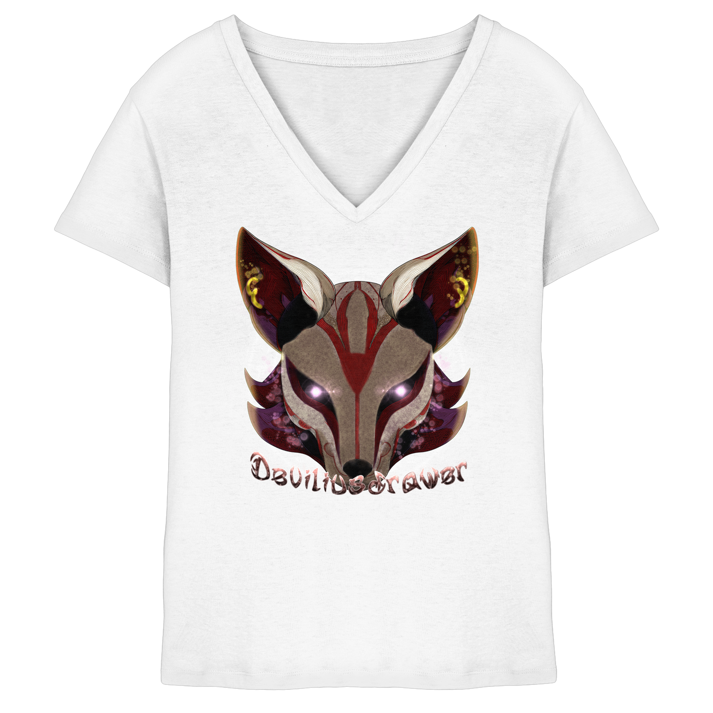 Deviliusdrawer Magic Kitsune - Ladies V-Neck Shirt