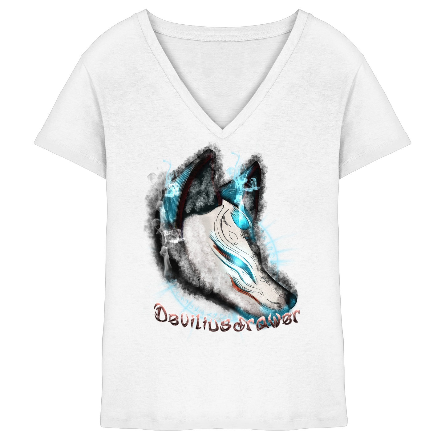 Deviliusdrawer Darkness Kitsune - Ladies V-Neck Shirt