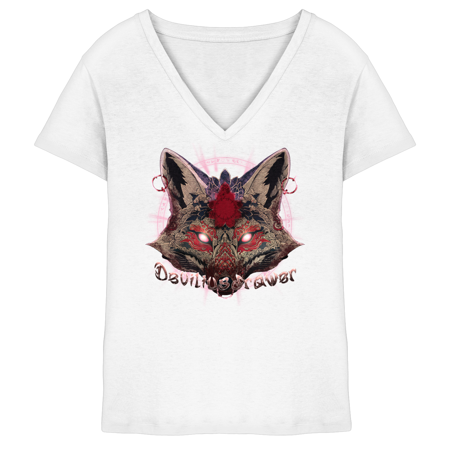 Deviliusdrawer Demon Kitsune - Ladies V-Neck Shirt