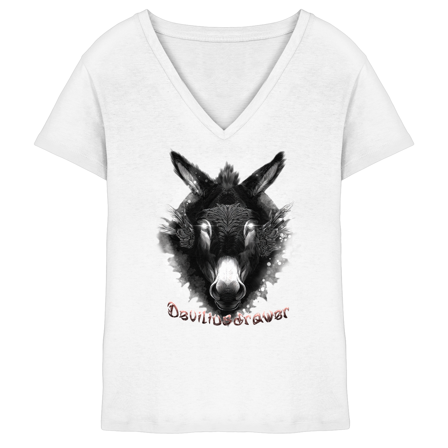 Deviliusdrawer Glowing Donkey - Ladies V-Neck Shirt