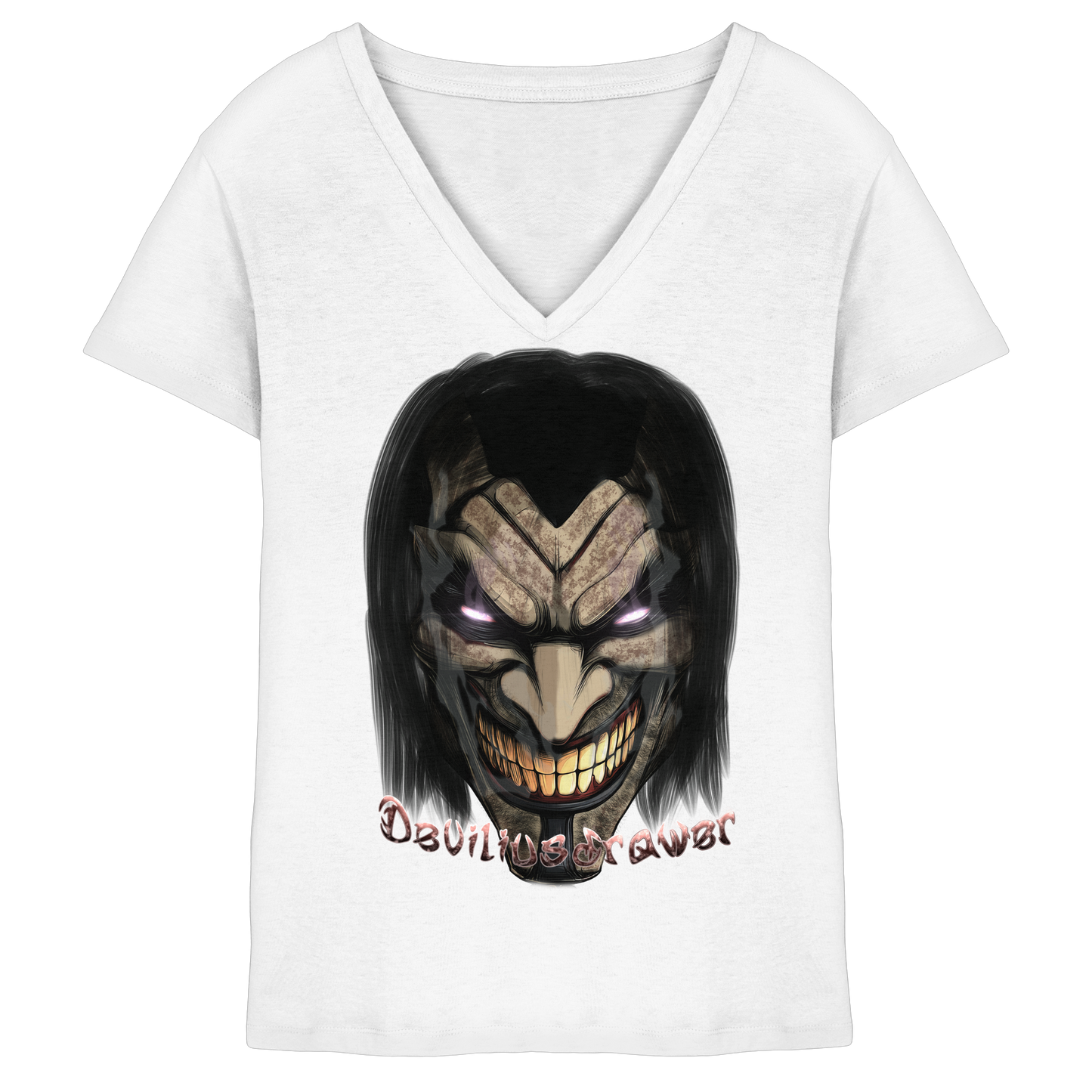 Deviliusdrawer Smiling Devil - Ladies V-Neck Shirt