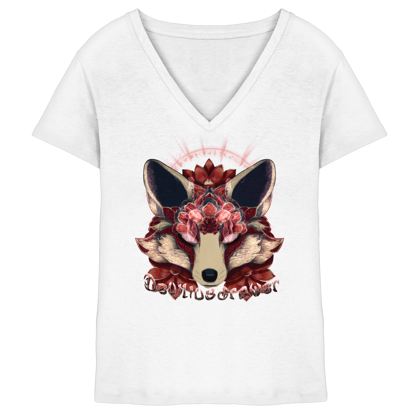 Deviliusdrawer Fire Kitsune - Ladies V-Neck Shirt