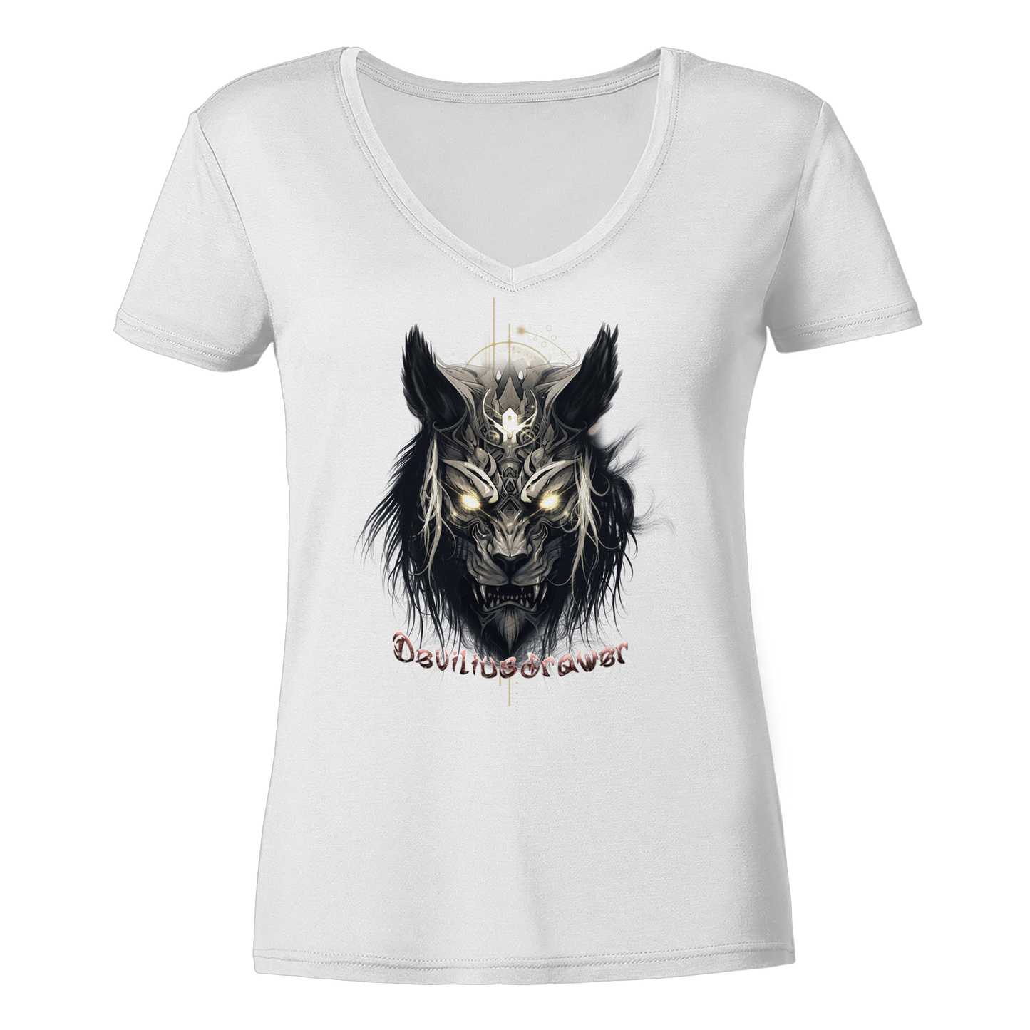 Deviliusdrawer Wolftiger - Ladies V-Neck Shirt
