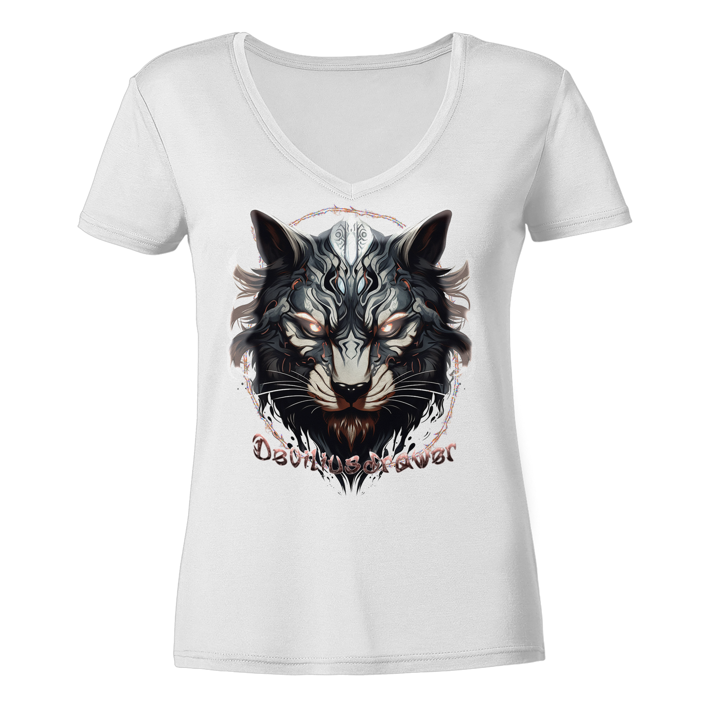 Deviliusdrawer Wolfcat - Ladies V-Neck Shirt