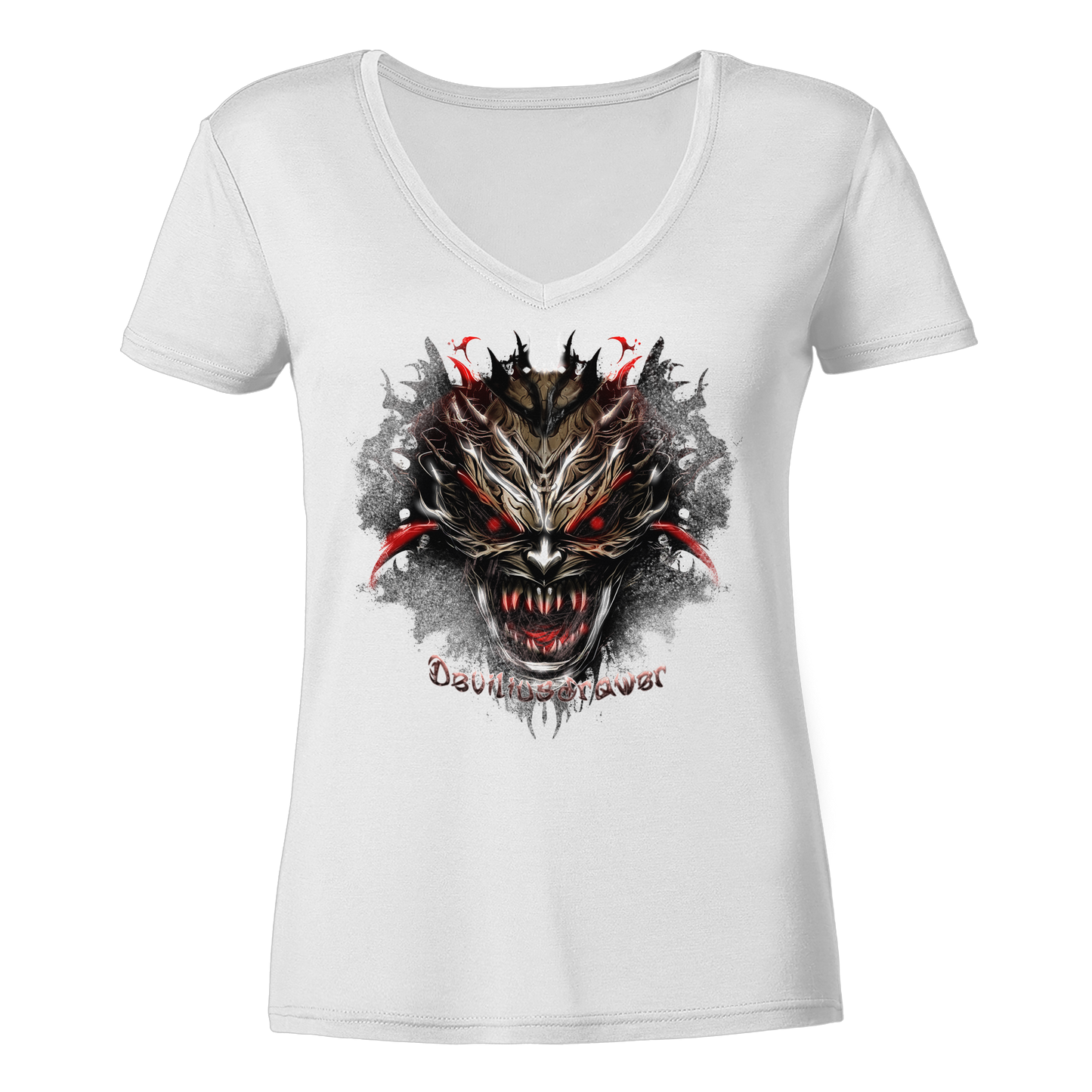 Deviliusdrawer Dark Redeyed Devil - Ladies V-Neck Shirt