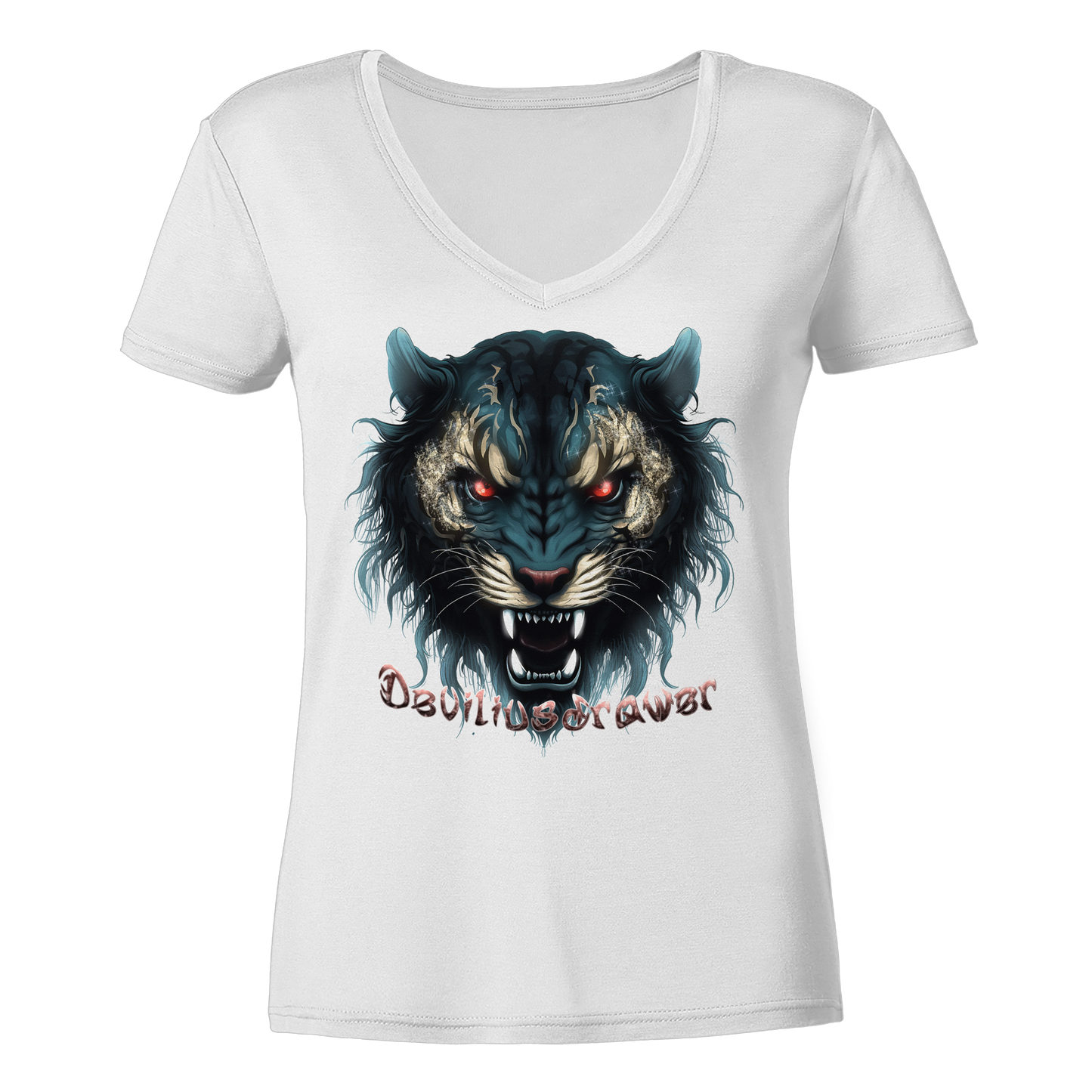 Deviliusdrawer Tigercat - Ladies V-Neck Shirt