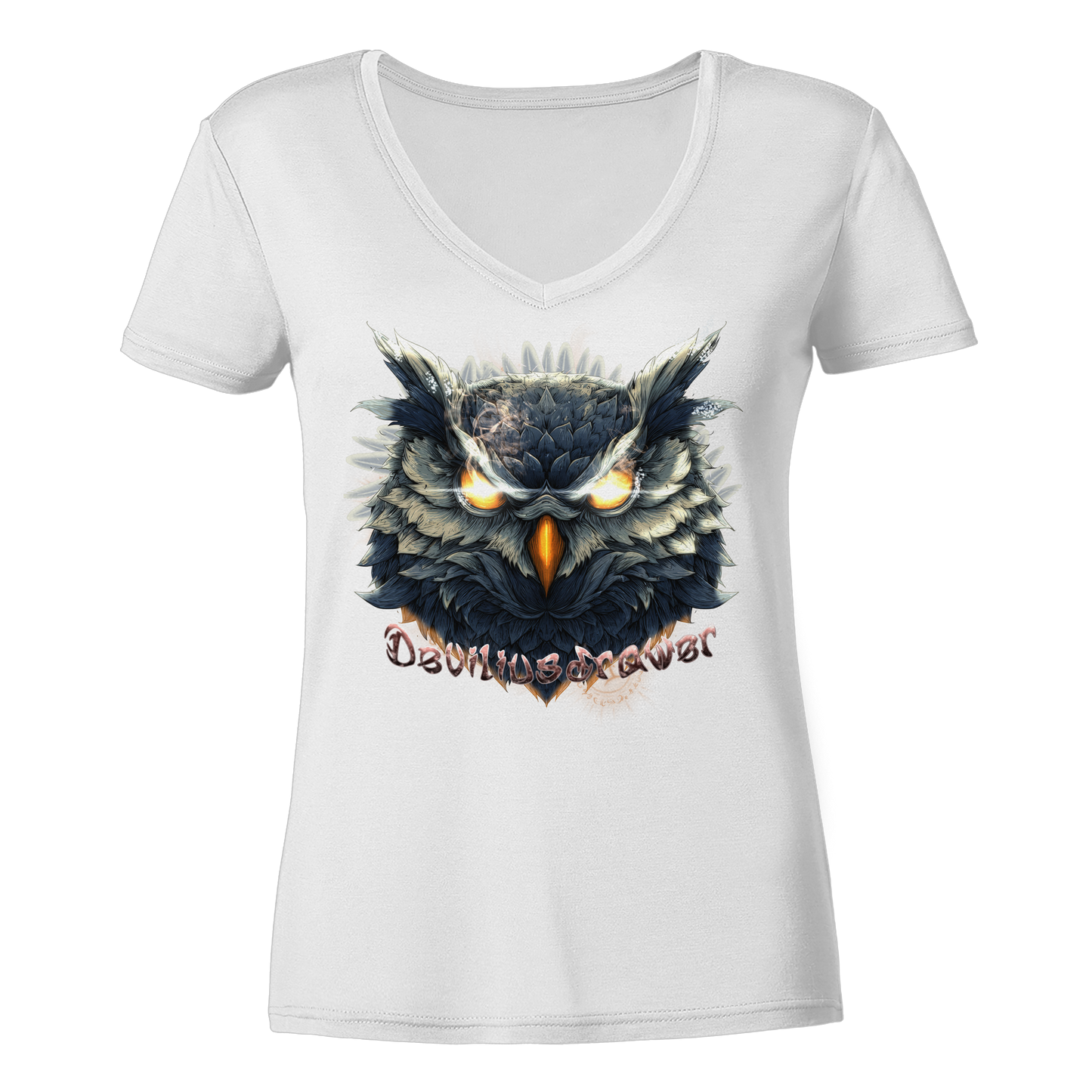 Deviliusdrawer Dark Fire Owl - Ladies V-Neck Shirt
