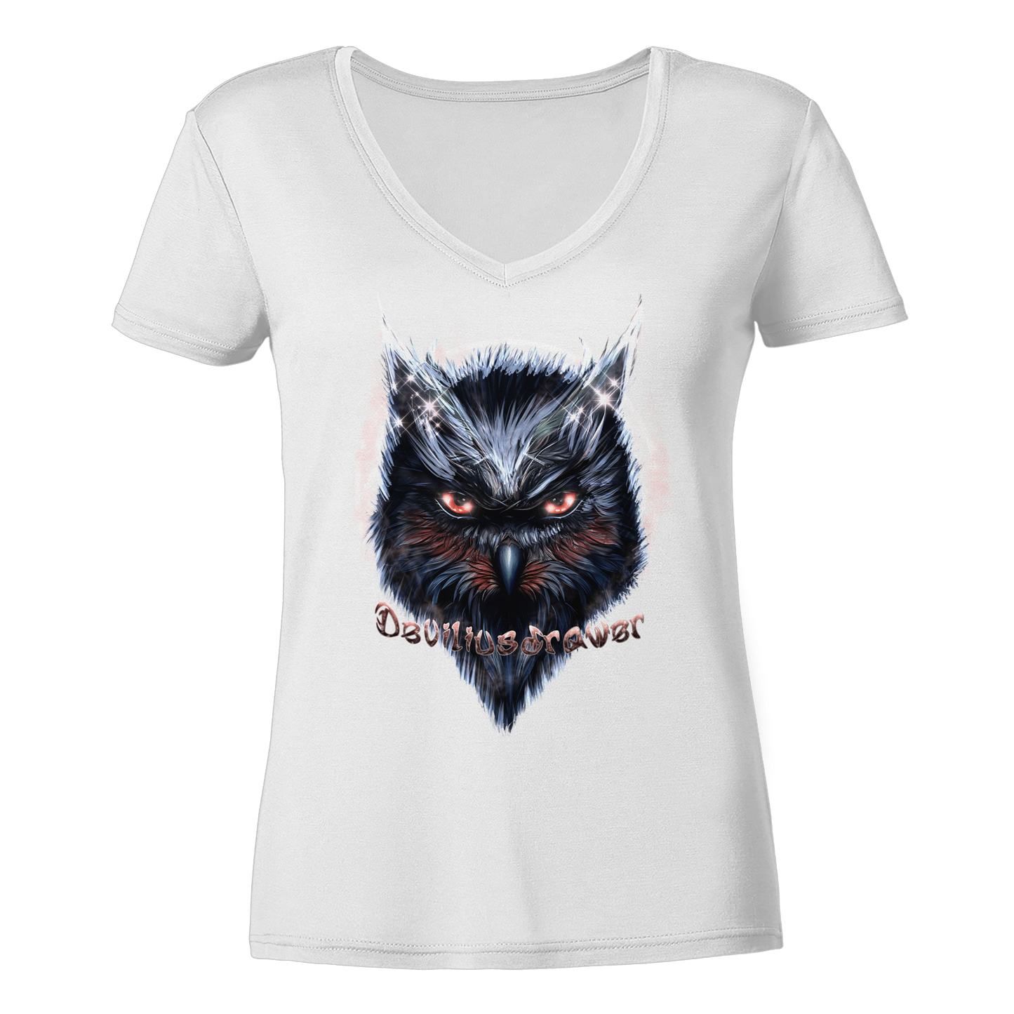 Deviliusdrawer Fire Owl - Ladies V-Neck Shirt