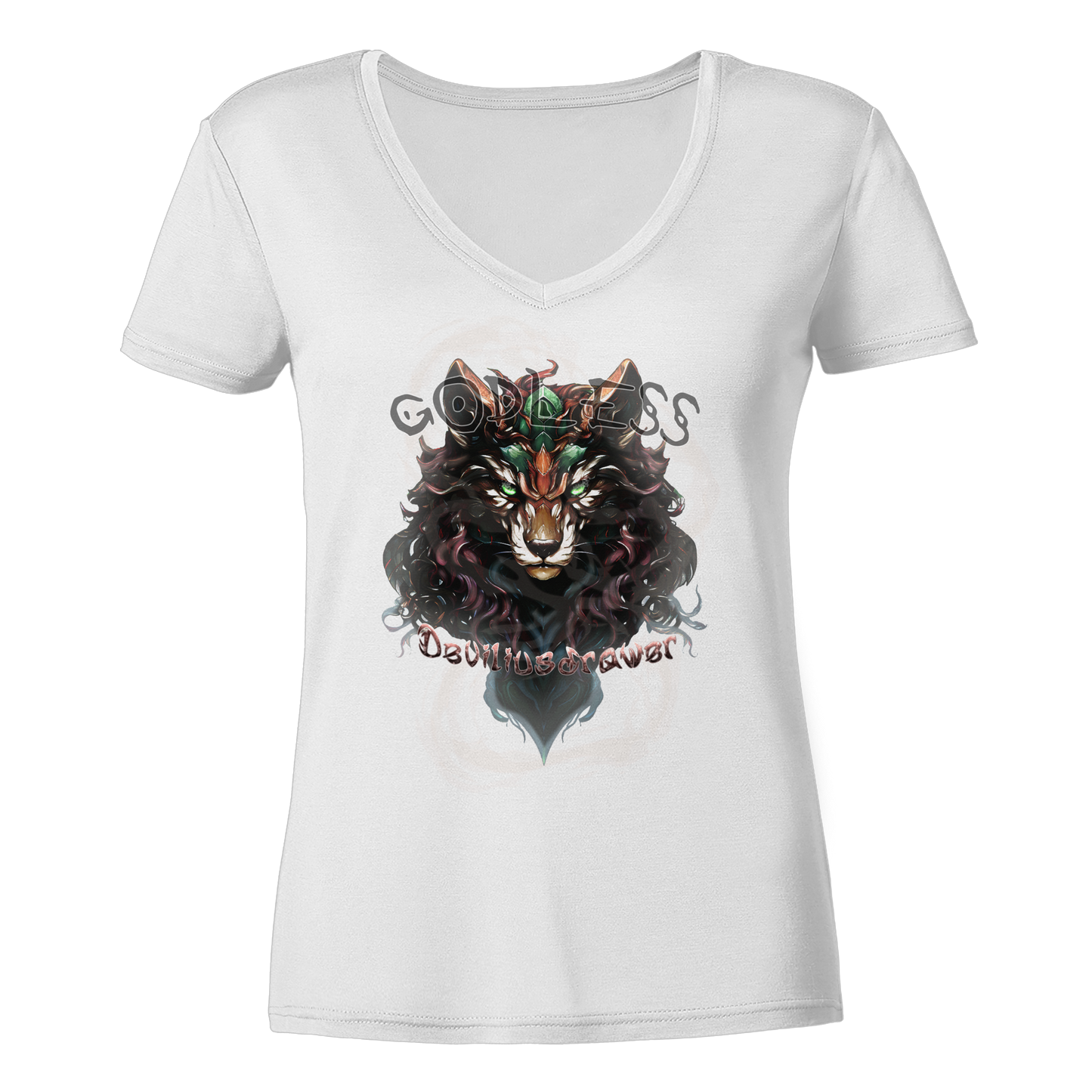 Deviliusdrawer Godless Wolf - Ladies V-Neck Shirt