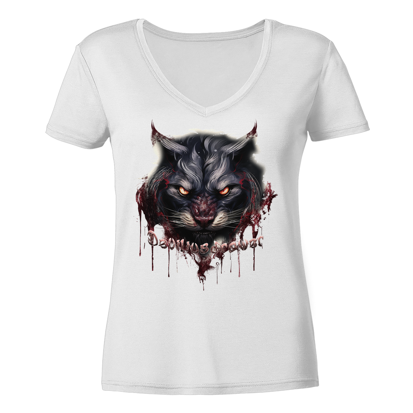 Deviliusdrawer Badass Cat - Ladies V-Neck Shirt