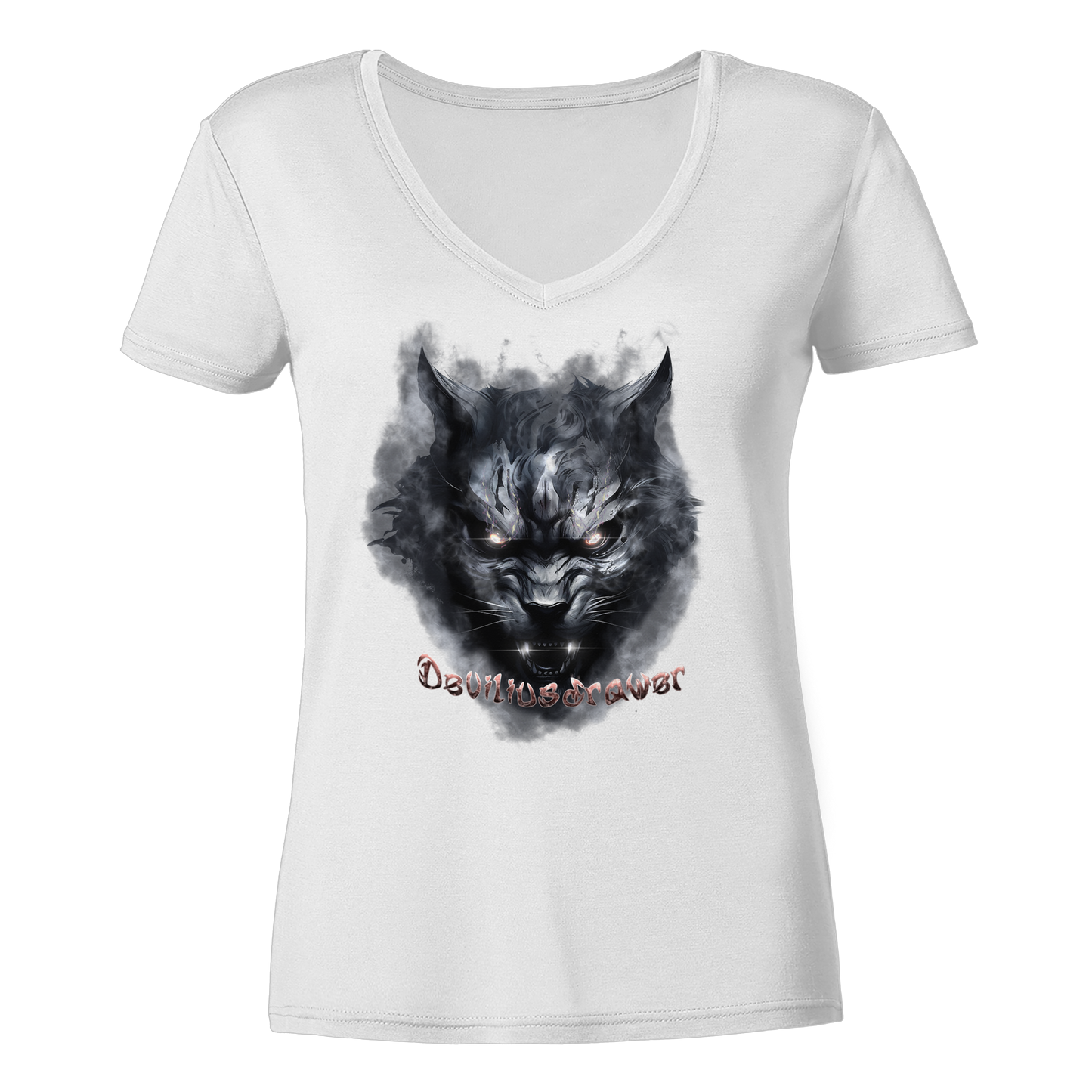 Deviliusdrawer Dark Beast Tiger  - Ladies V-Neck Shirt