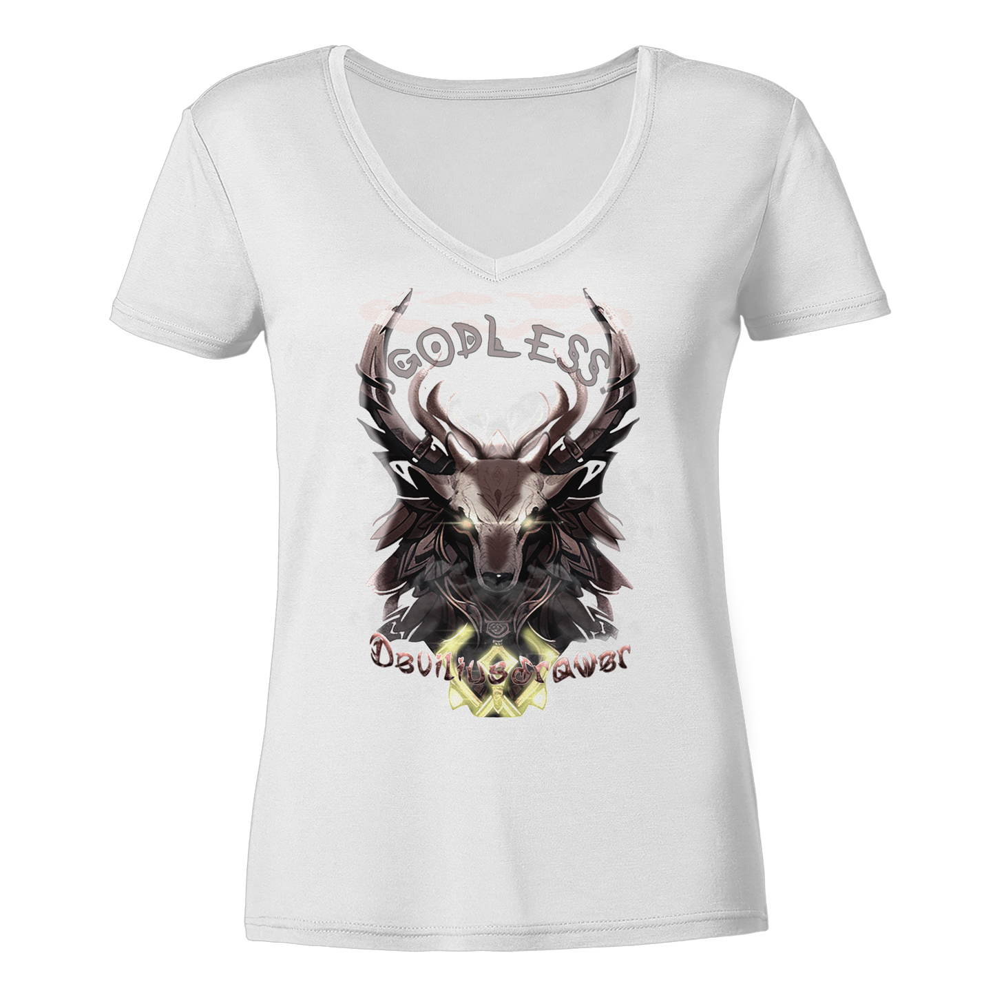 Deviliusdrawer Godless Deer - Ladies V-Neck Shirt