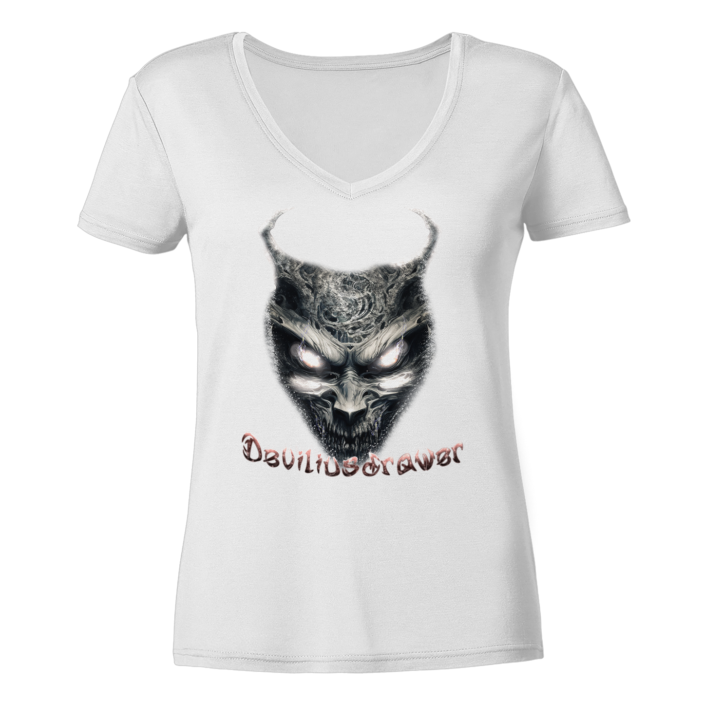 Deviliusdrawer Demonic Evil Zombie - Ladies V-Neck Shirt