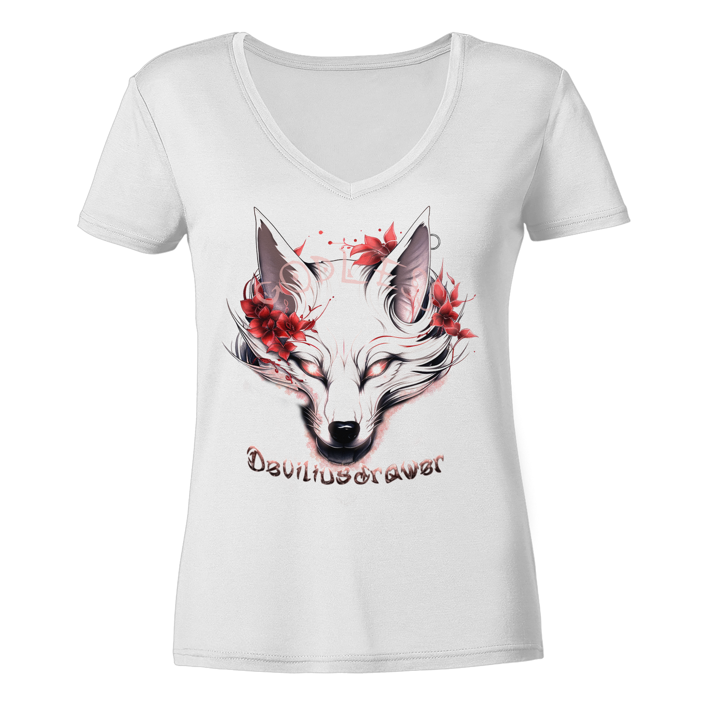 Deviliusdrawer Kitsune Wolf - Ladies V-Neck Shirt