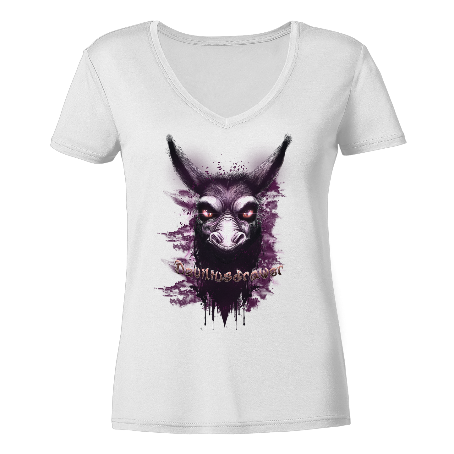 Deviliusdrawer Purple Donkey - Ladies V-Neck Shirt