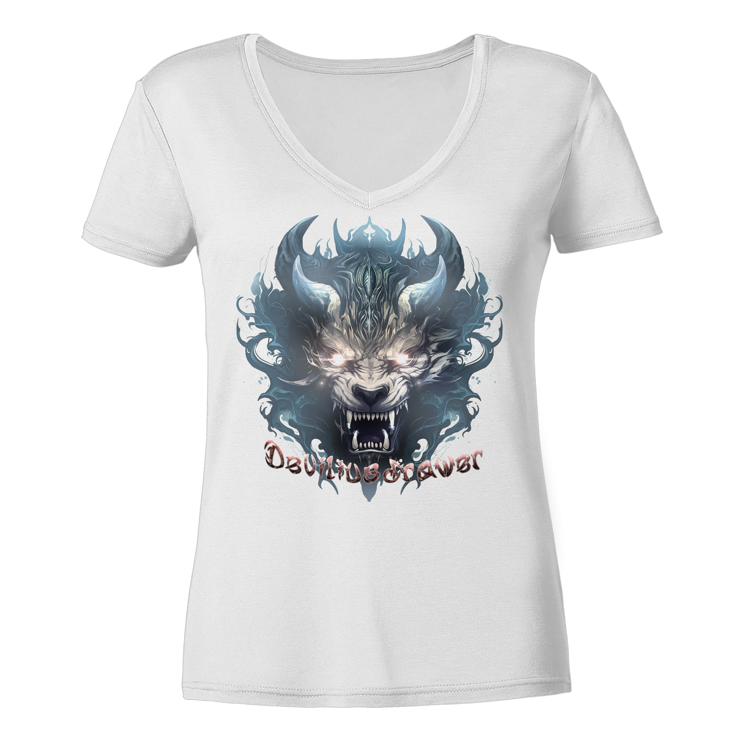 Deviliusdrawer Water Horn Tiger - Ladies V-Neck Shirt
