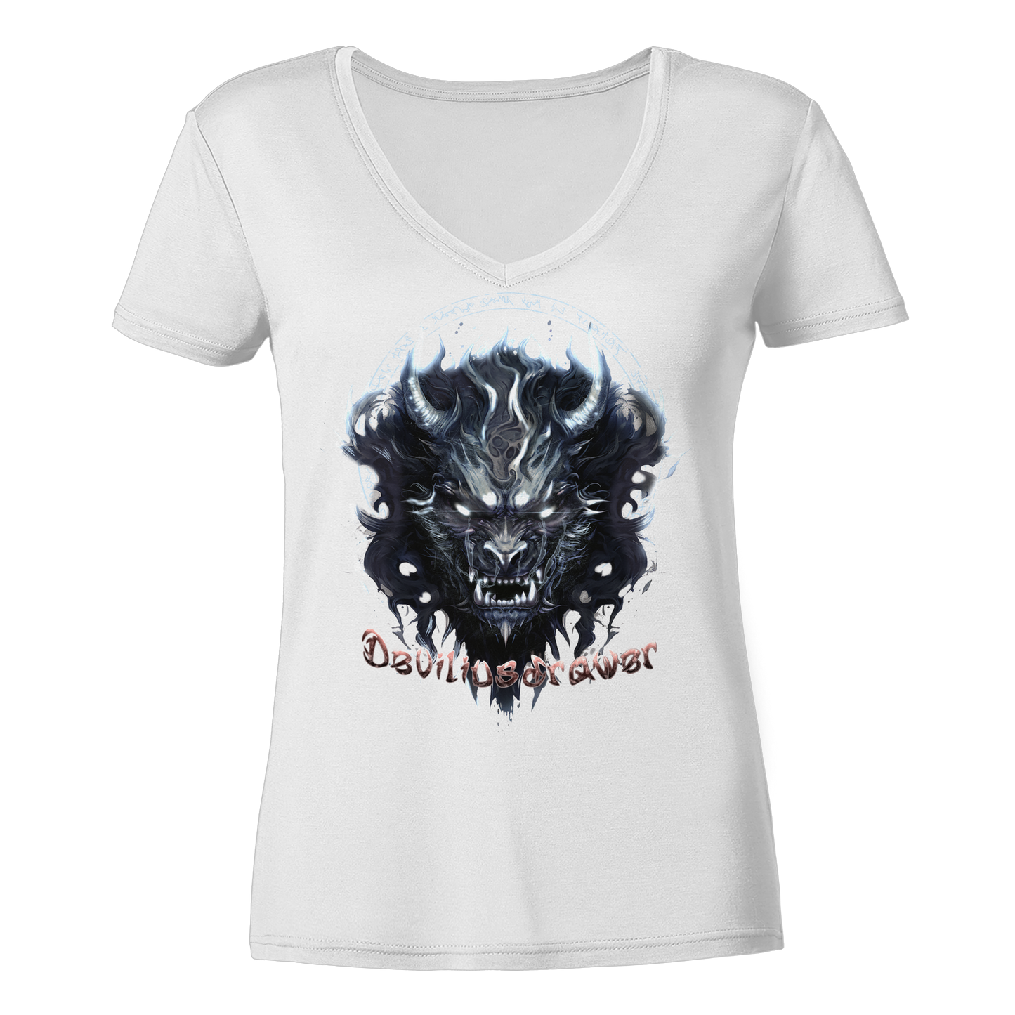 Deviliusdrawer Dark Wolf Mask - Ladies V-Neck Shirt