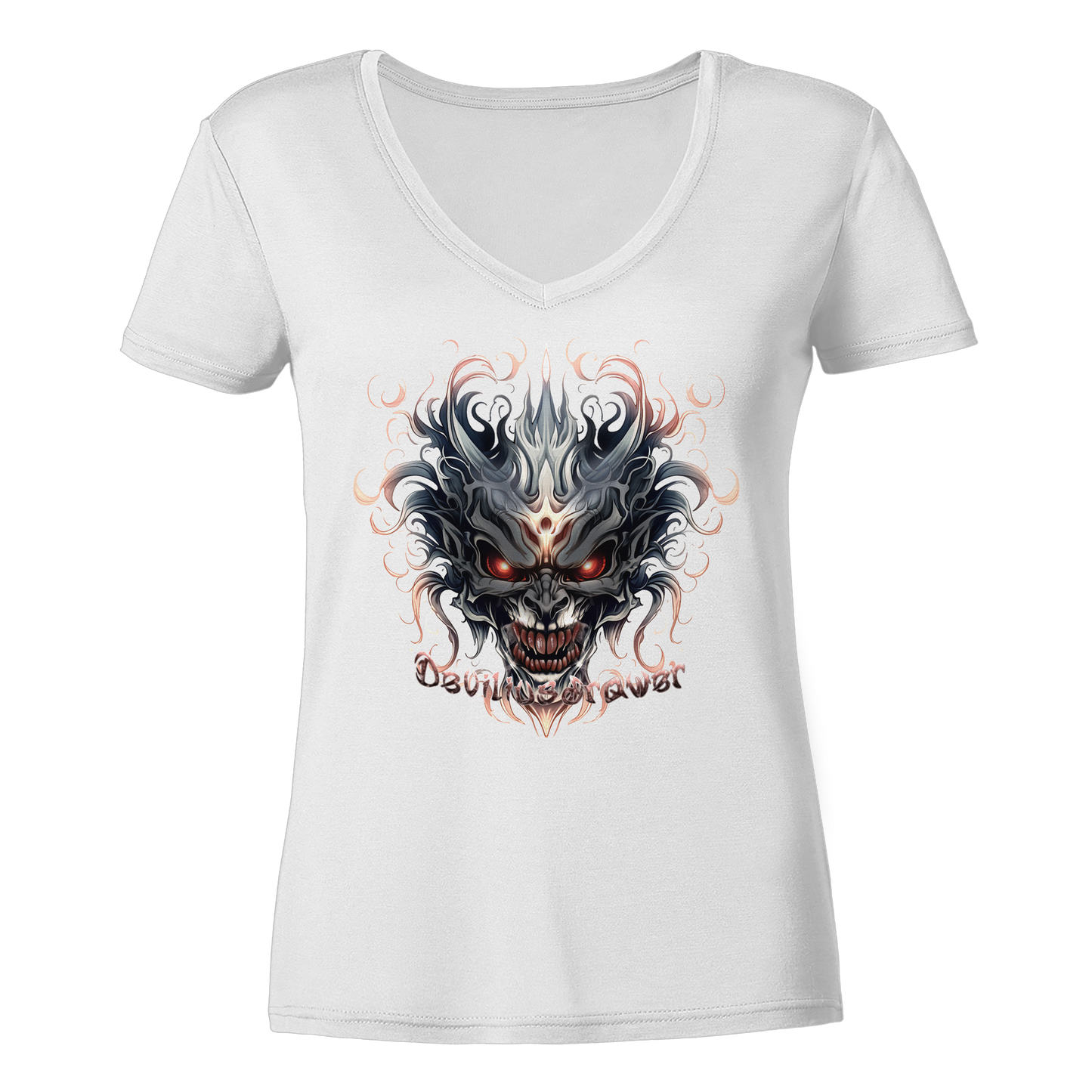 Deviliusdrawer Demon Mask - Ladies V-Neck Shirt