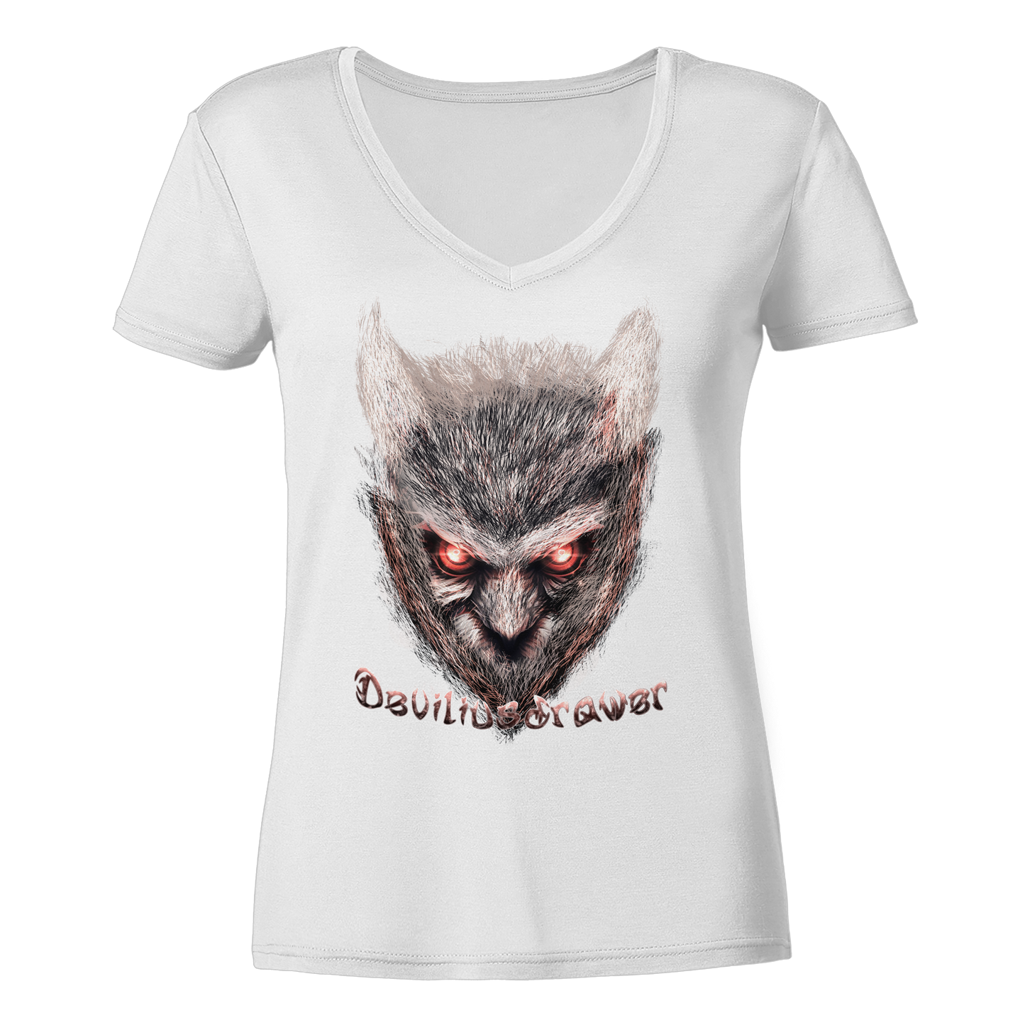 Deviliusdrawer Red Eyed Owl - Ladies V-Neck Shirt