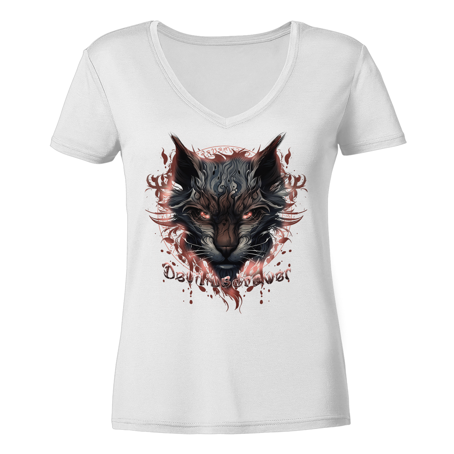 Deviliusdrawer Devil Cat - Ladies V-Neck Shirt