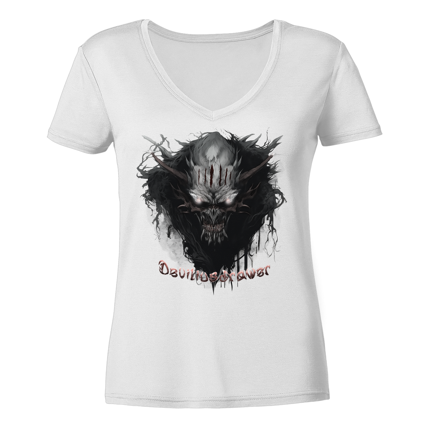 Deviliusdrawer Dark Smoke Demon - Ladies V-Neck Shirt