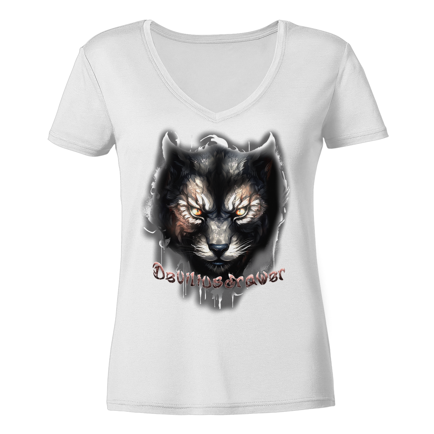 Deviliusdrawer Vampire Cat - Ladies V-Neck Shirt