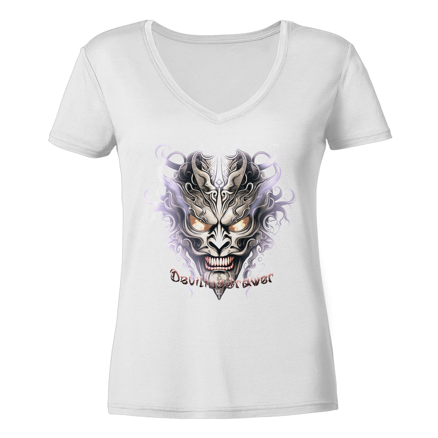 Deviliusdrawer Demon Mask Violet - Ladies V-Neck Shirt