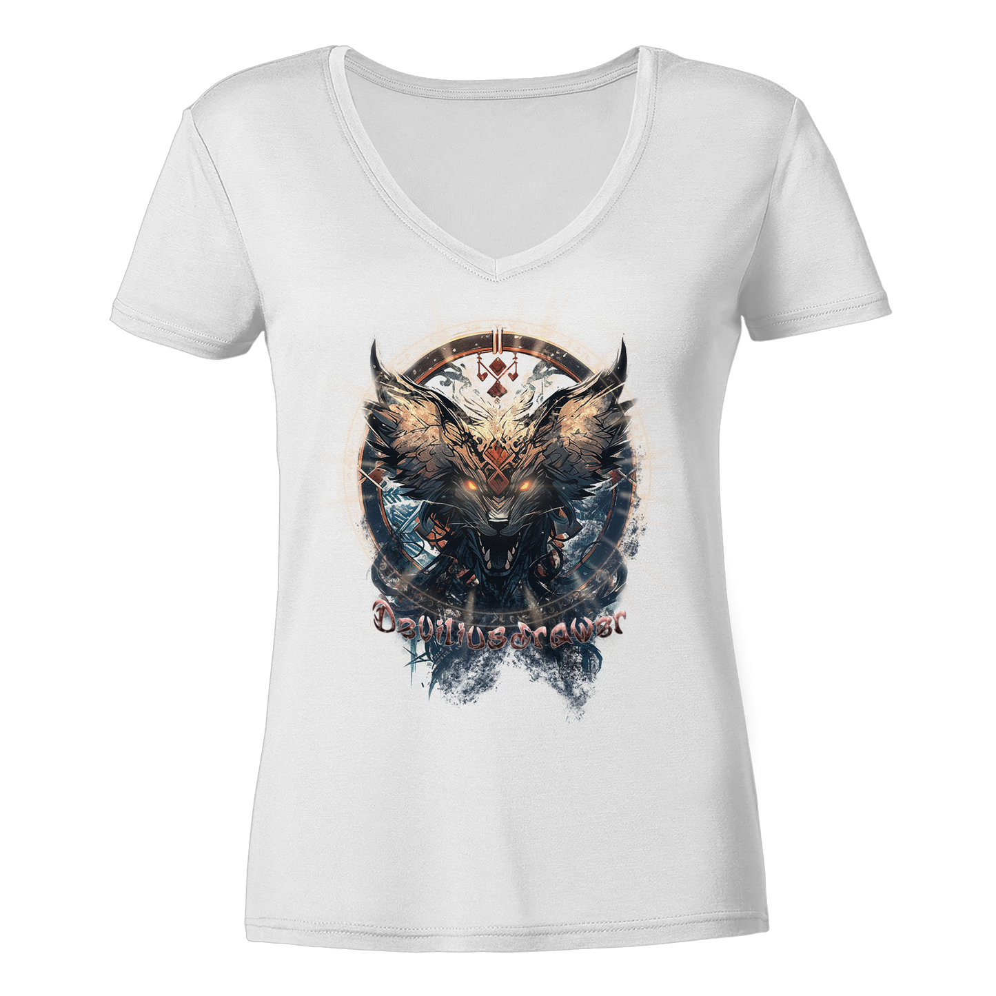 Deviliusdrawer Dark Magic Wolf - Ladies V-Neck Shirt