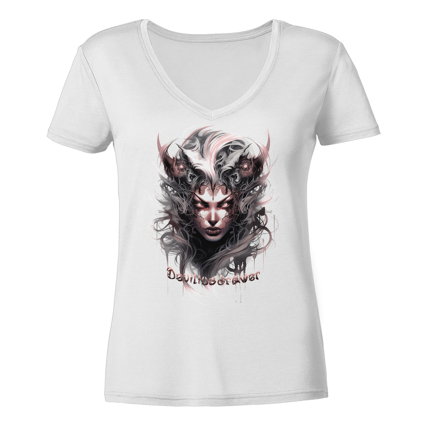 Deviliusdrawer Demonic Elf - Ladies V-Neck Shirt