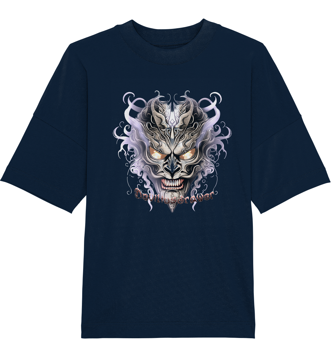 Deviliusdrawer Demon Mask Violet - Organic Oversize Shirt
