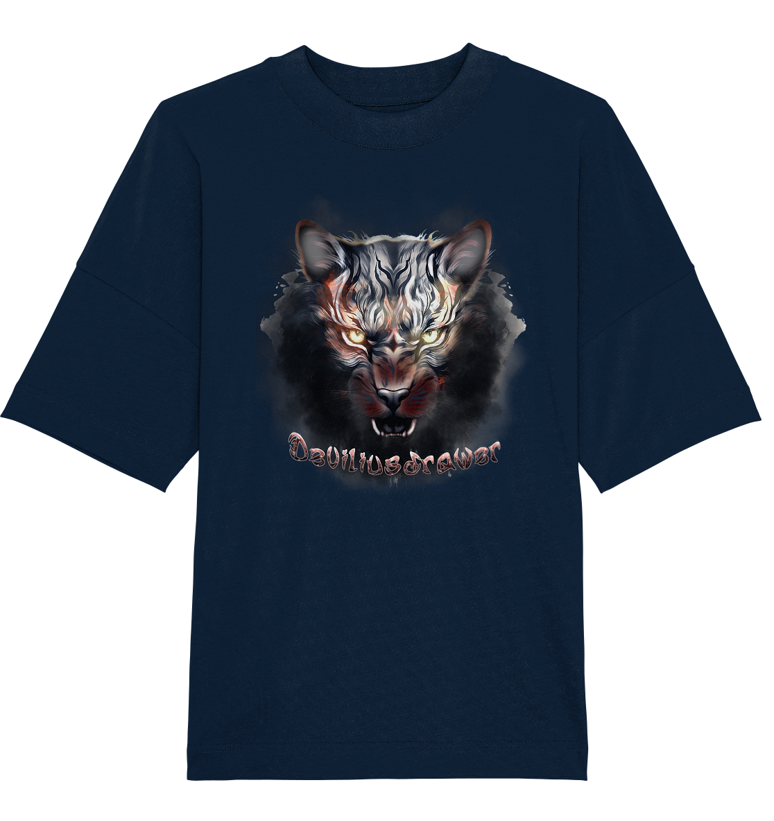 Deviliusdrawer Smoke Tiger - Organic Oversize Shirt