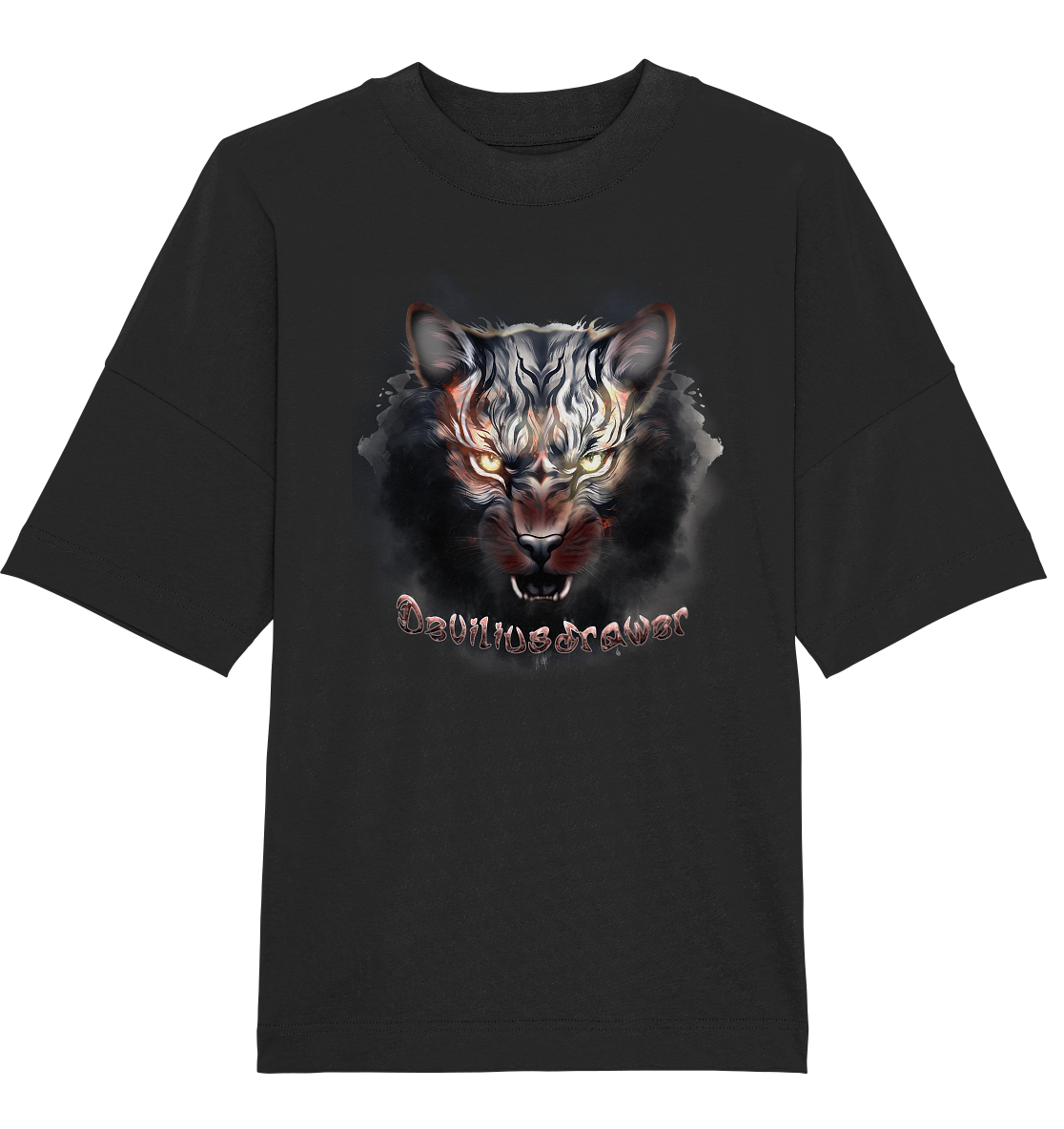 Deviliusdrawer Smoke Tiger - Organic Oversize Shirt
