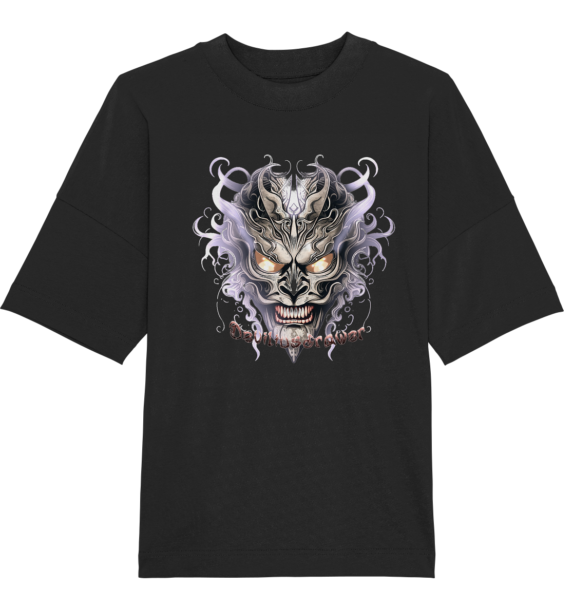 Deviliusdrawer Demon Mask Violet - Organic Oversize Shirt