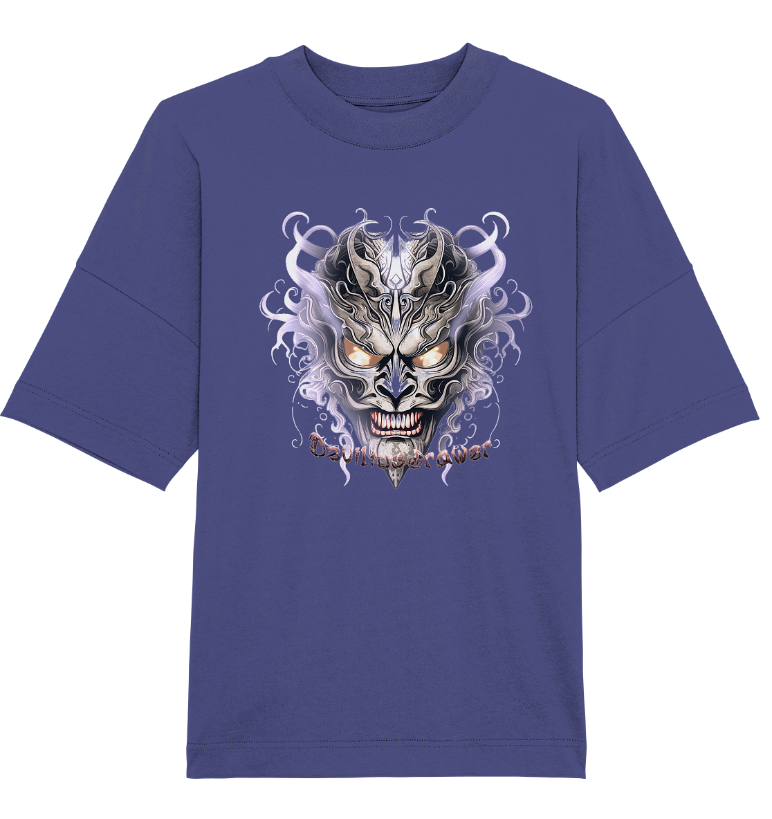 Deviliusdrawer Demon Mask Violet - Organic Oversize Shirt