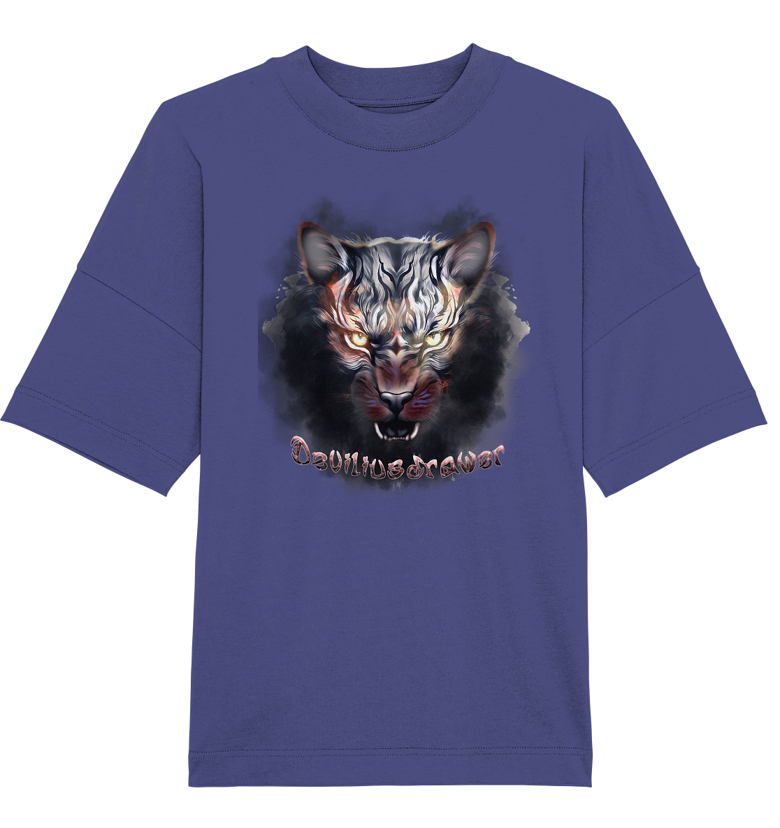 Deviliusdrawer Smoke Tiger - Organic Oversize Shirt