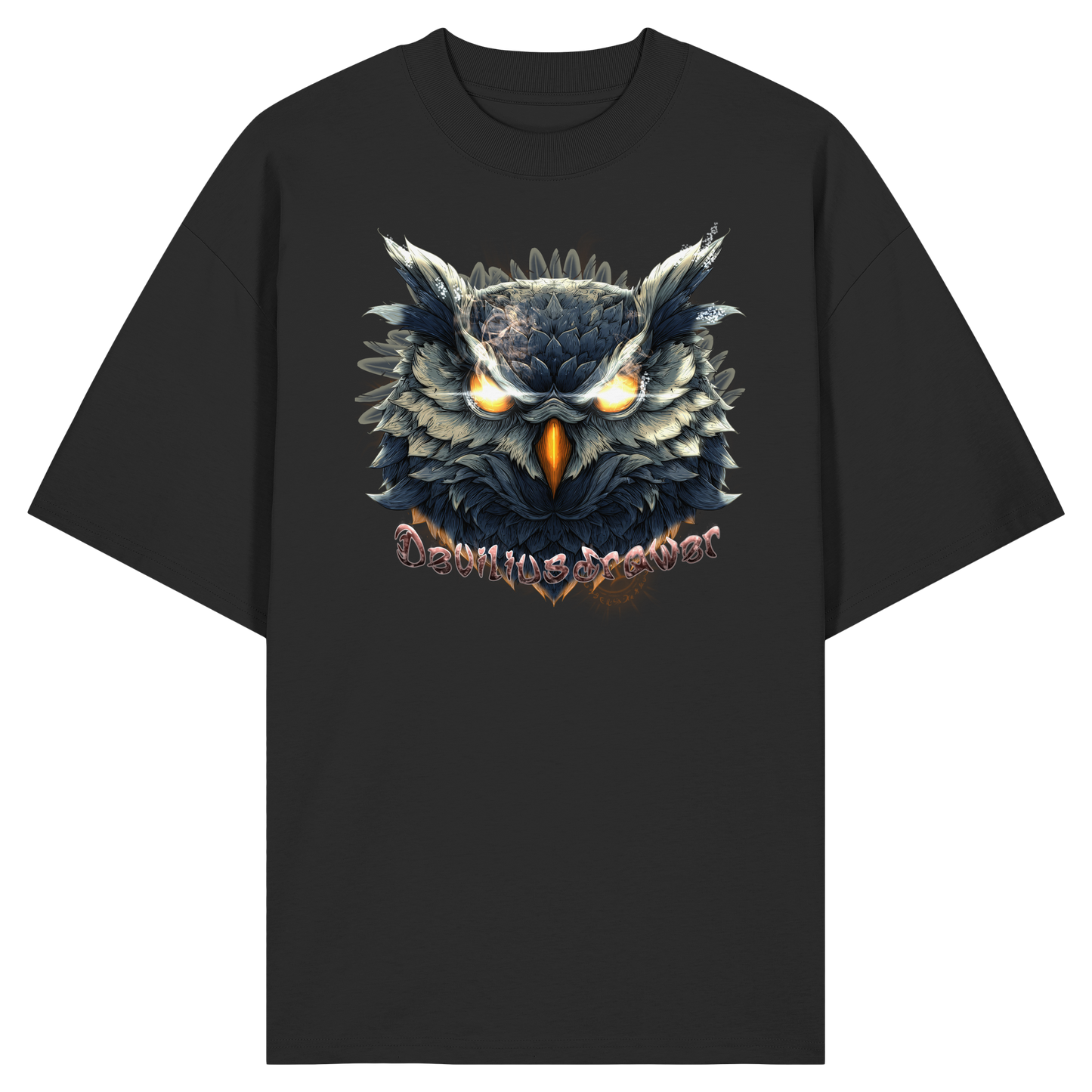 Deviliusdrawer Dark Fire Owl - Organic Oversize Shirt