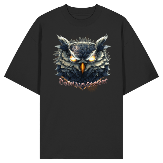 Deviliusdrawer Dark Fire Owl - Organic Oversize Shirt