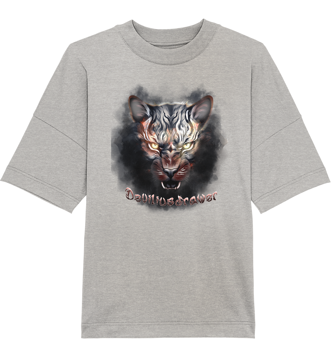 Deviliusdrawer Smoke Tiger - Organic Oversize Shirt