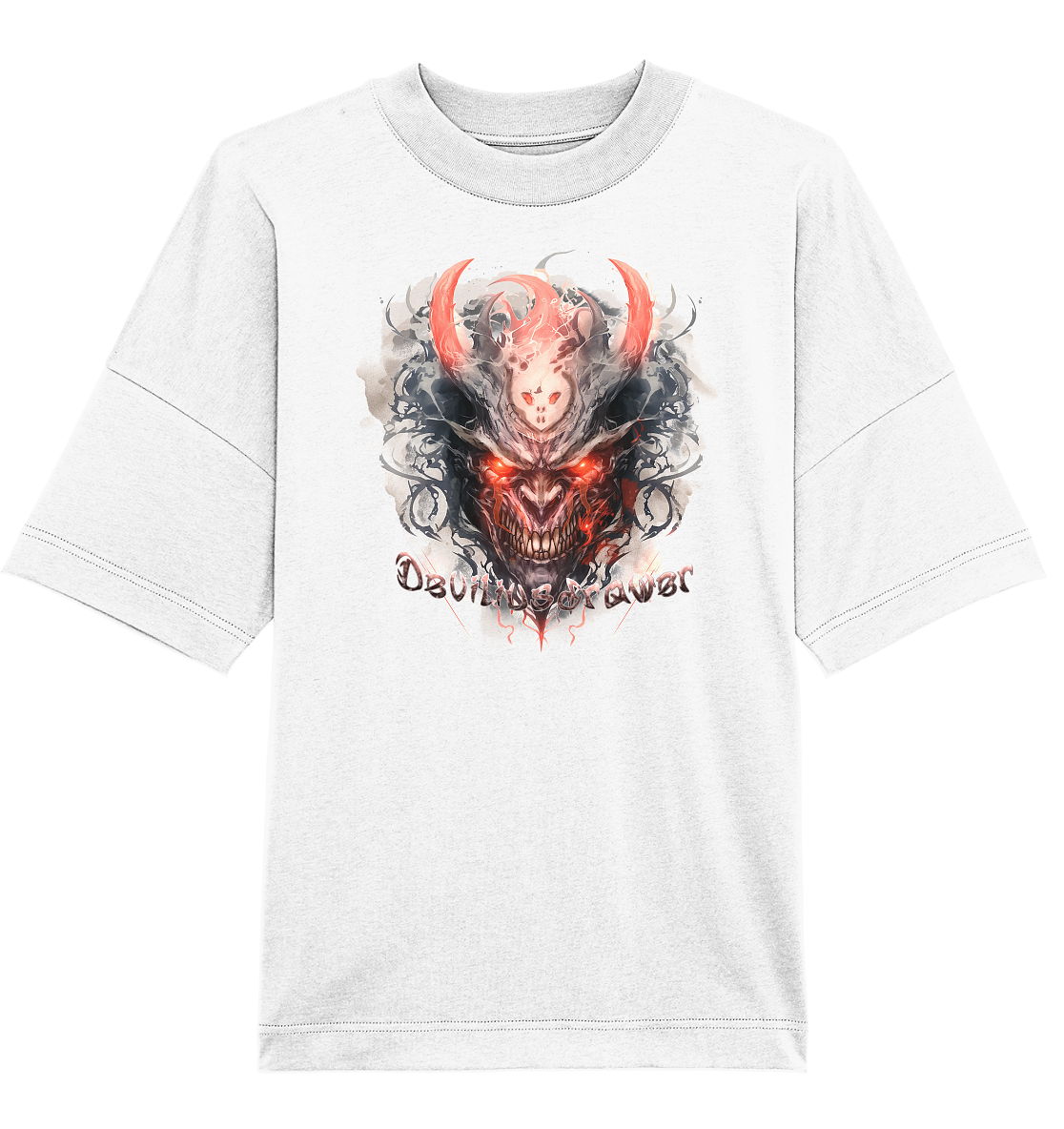 Deviliusdrawer Red Horn Devil - Organic Oversize Shirt