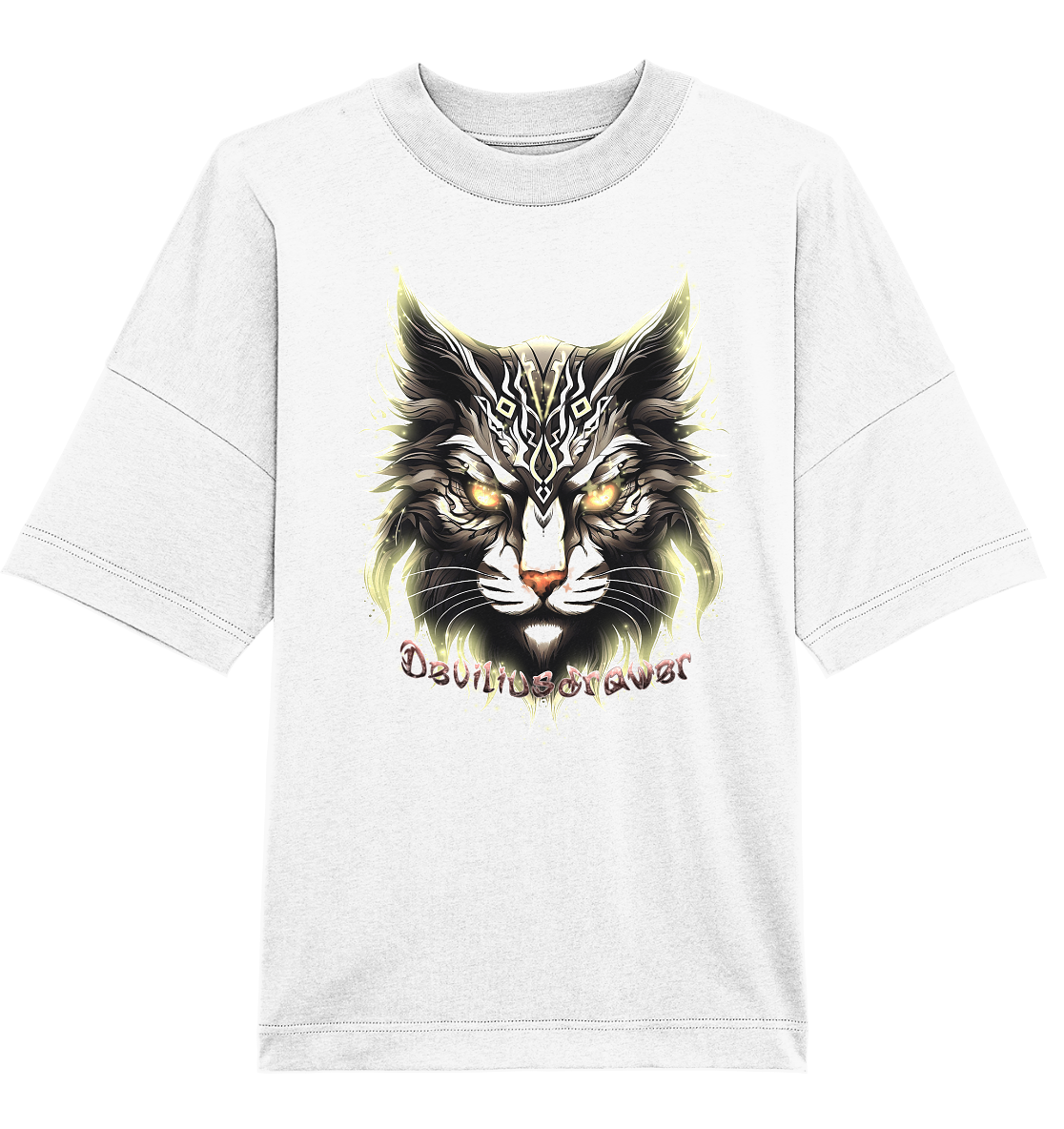 Deviliusdrawer Golden Cat - Organic Oversize Shirt