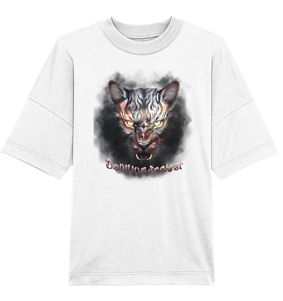 Deviliusdrawer Smoke Tiger - Organic Oversize Shirt