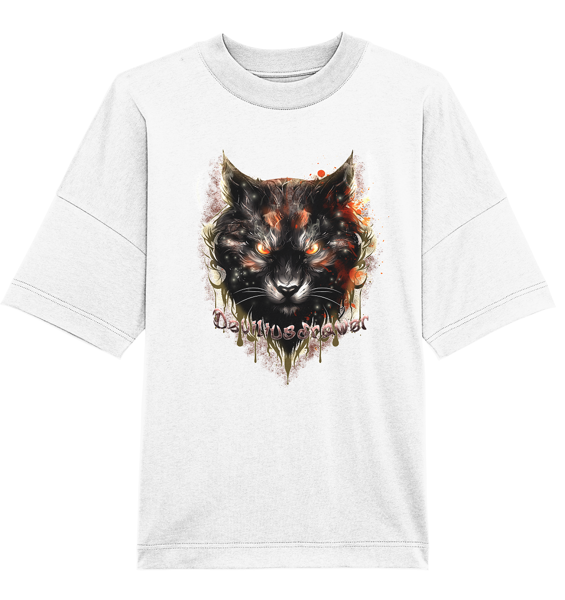 Deviliusdrawer Red Devil Cat - Organic Oversize Shirt