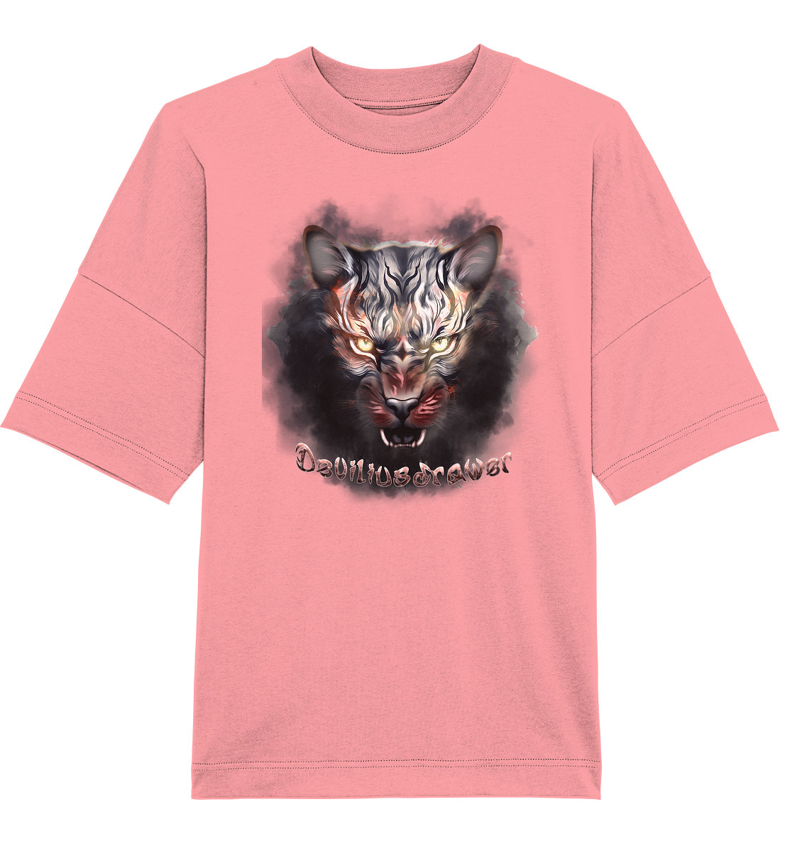 Deviliusdrawer Smoke Tiger - Organic Oversize Shirt