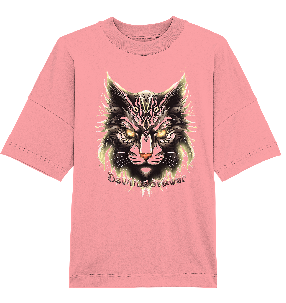 Deviliusdrawer Golden Cat - Organic Oversize Shirt