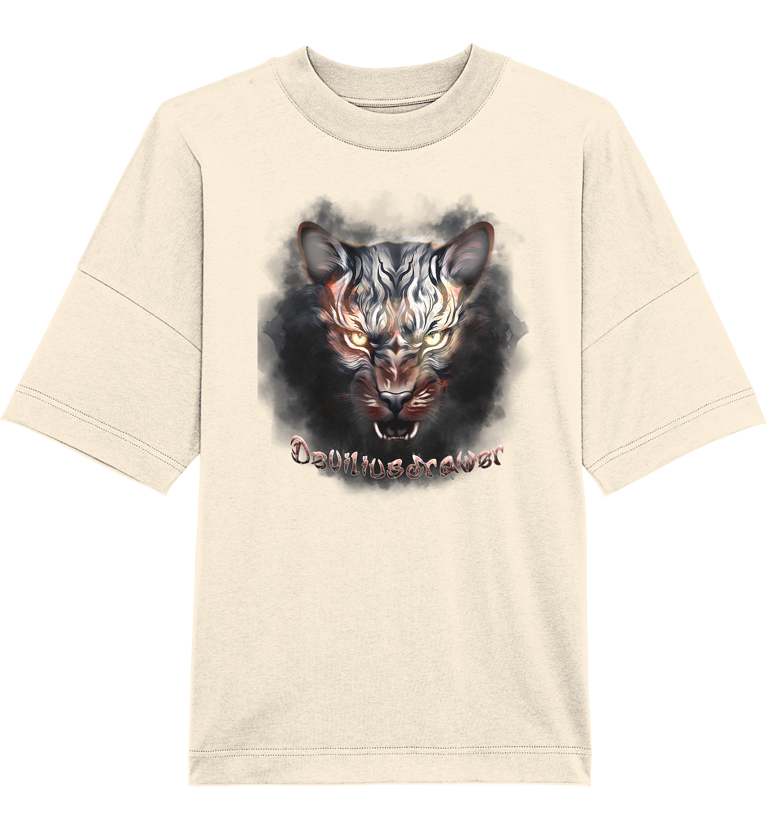 Deviliusdrawer Smoke Tiger - Organic Oversize Shirt