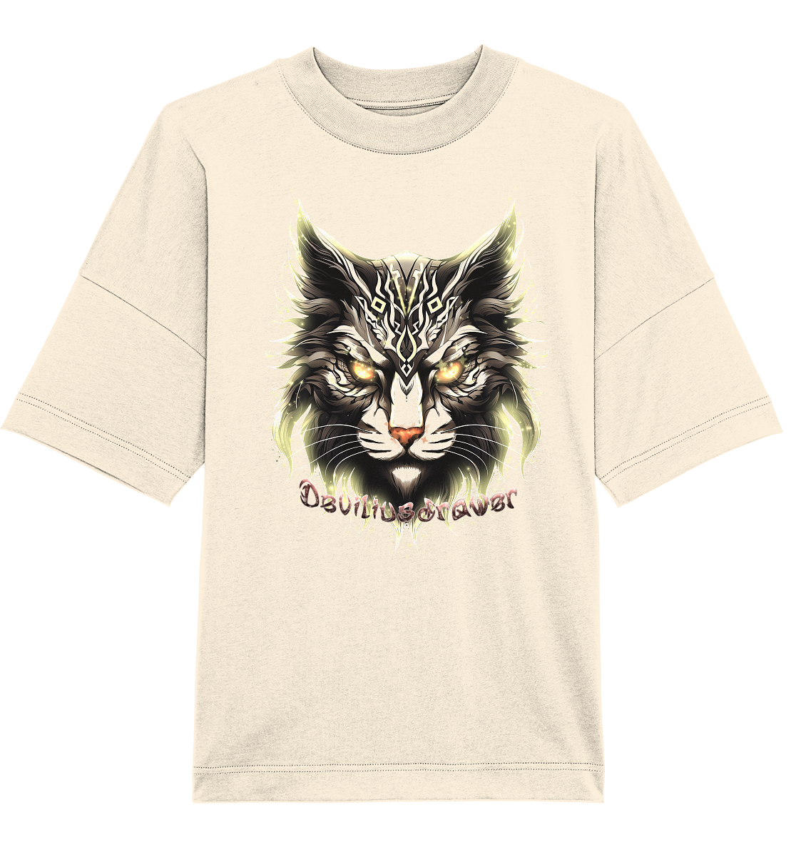 Deviliusdrawer Golden Cat - Organic Oversize Shirt