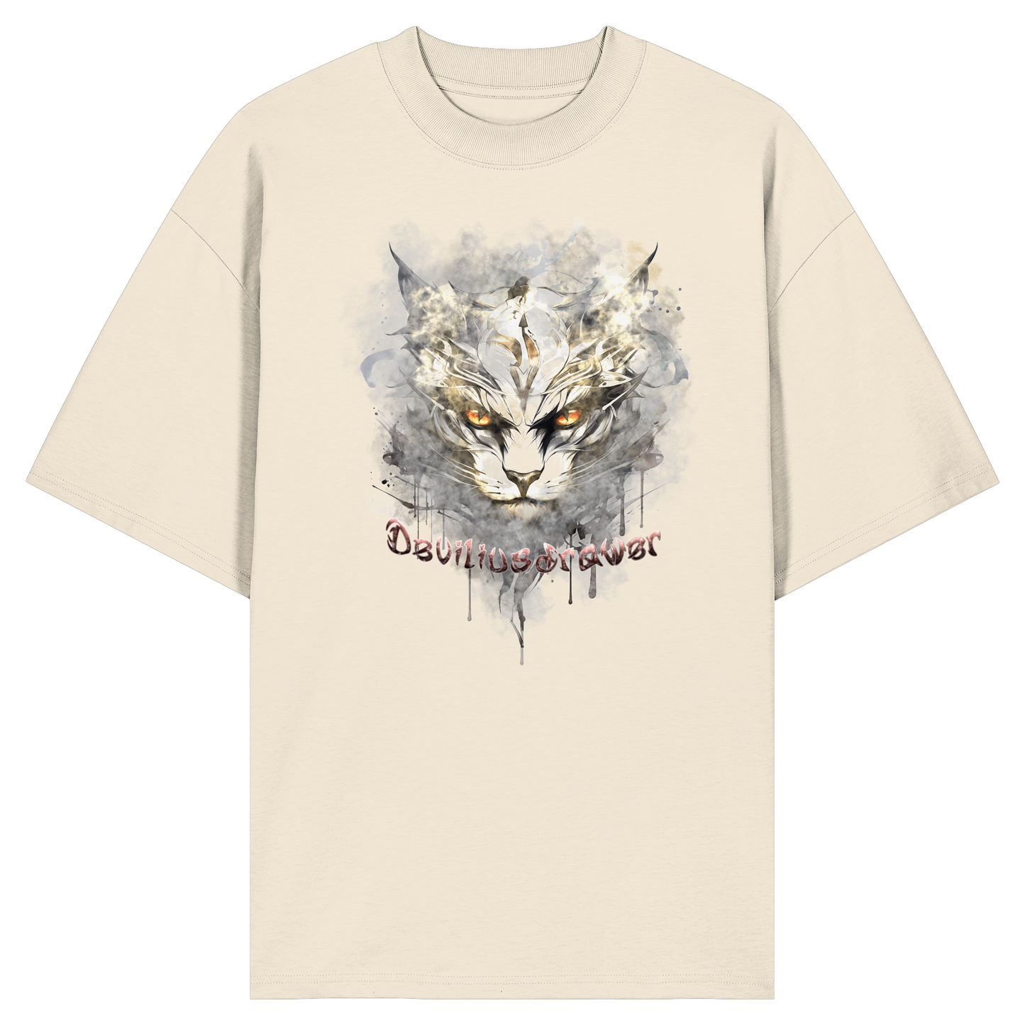 Deviliusdrawer White Catgod - Organic Oversize Shirt