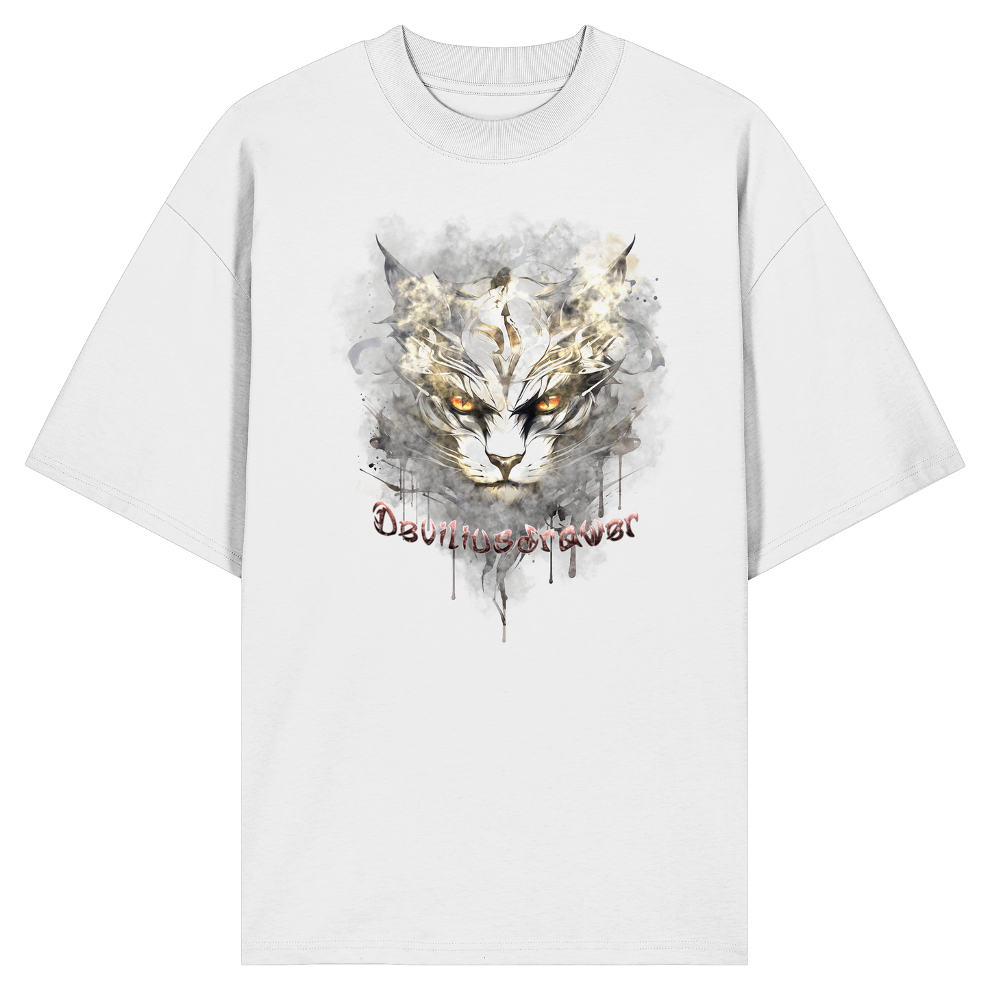 Deviliusdrawer White Catgod - Organic Oversize Shirt