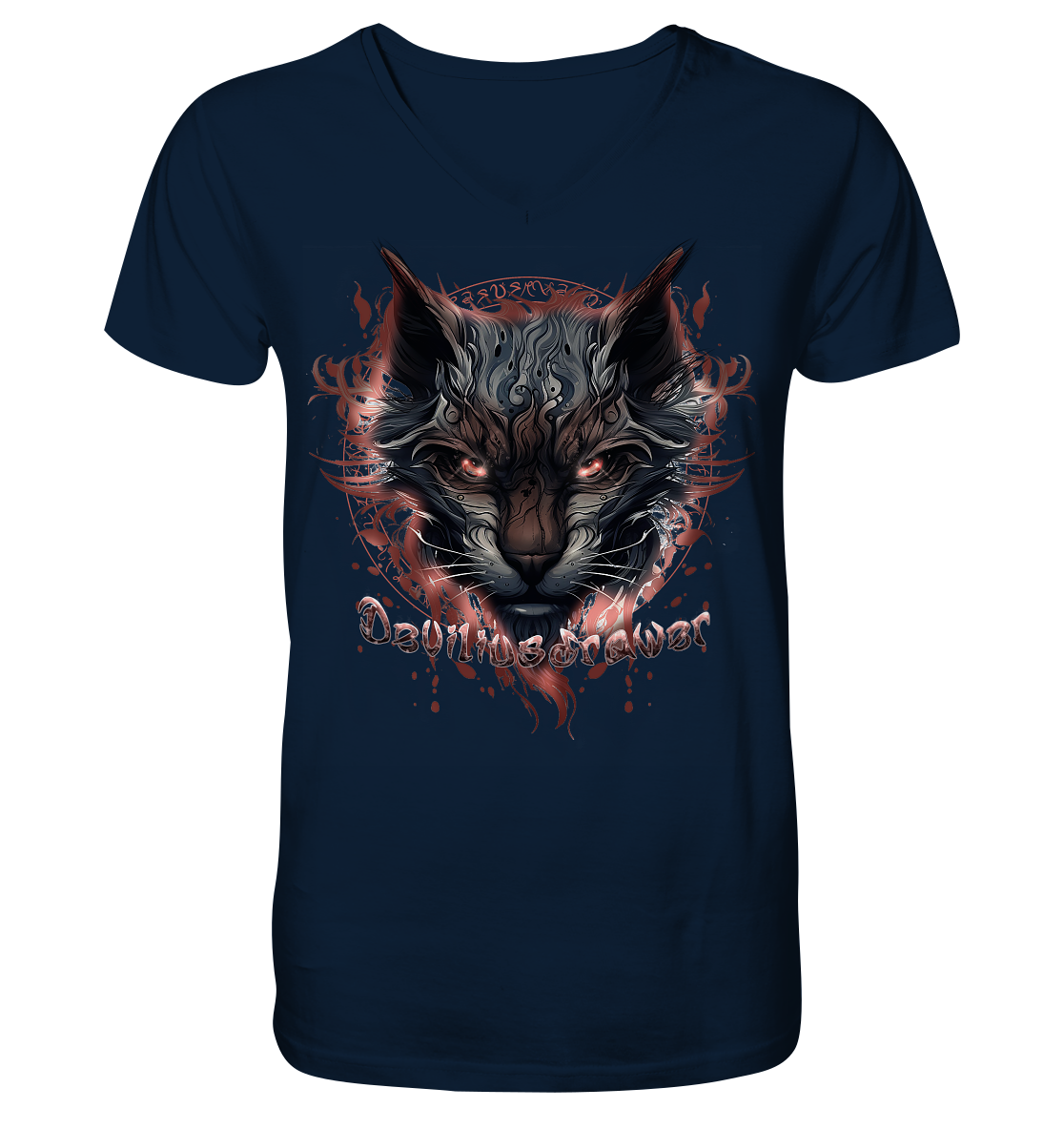 Deviliusdrawer Devil Cat - V-Neck Shirt