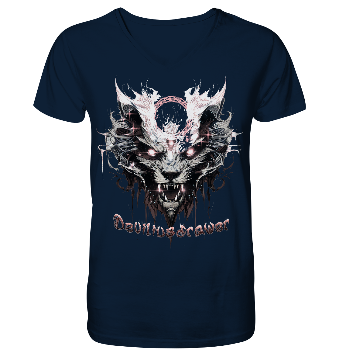 Deviliusdrawer Demonic Glow Cat - V-Neck Shirt